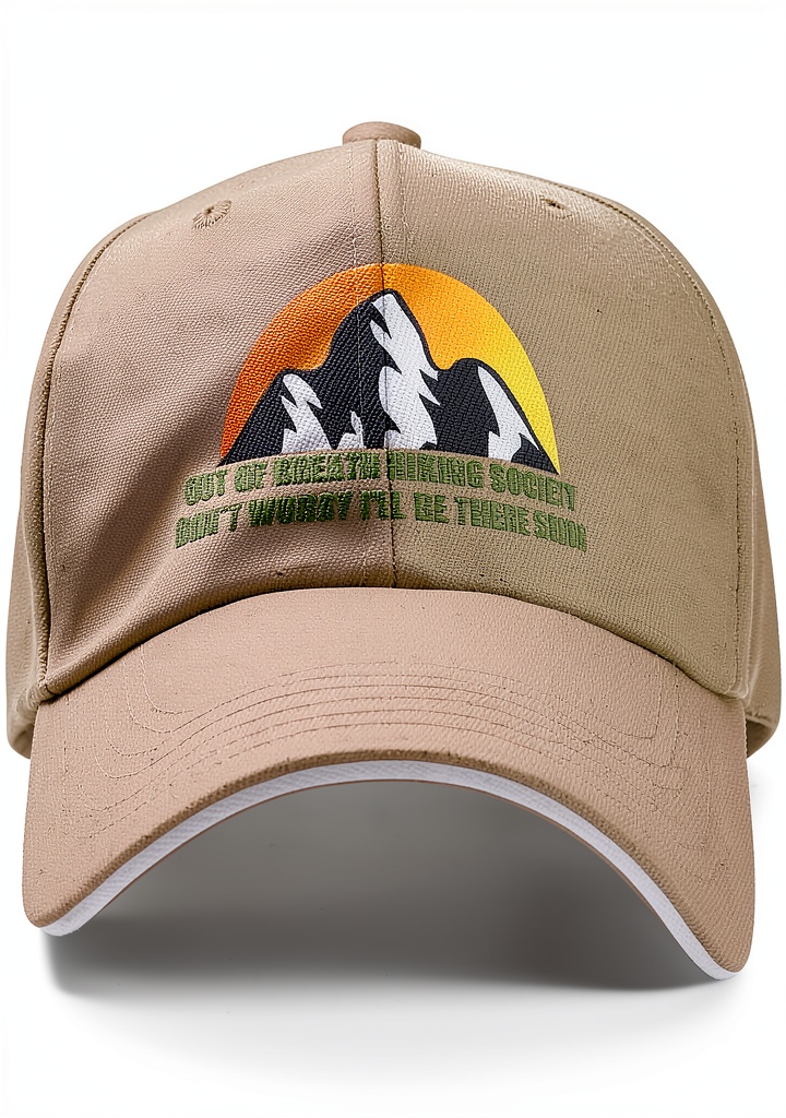 Person wearing the baseball cap during a hike