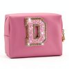 HENGNI Glitter Letter Makeup Bag PU Leather Waterproof-2