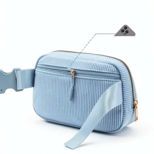 Gitus Initial Patch Waist Pack Corduroy Girls Fanny Bag-5