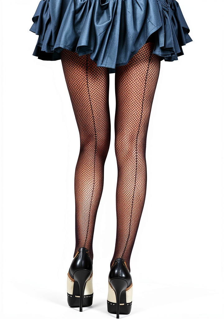 Installing Fishnet Stockings Womens Plus Size Nylon Backseam Design on a wooden desk