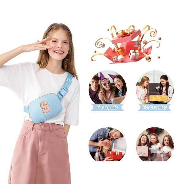 Gitus Initial Patch Waist Pack Corduroy Girls Fanny Bag-6