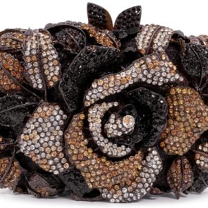 Rose Flower Evening Clutch Women Rhinestone Decorated-0