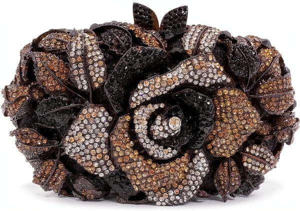 Rose Flower Evening Clutch Women Rhinestone Decorated-0