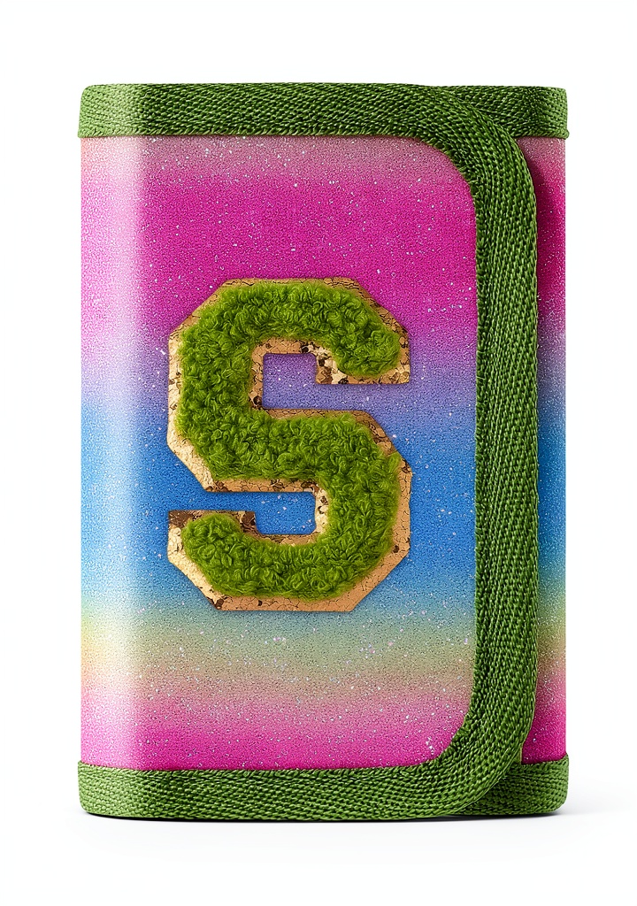'Sparkling sequin wallet showing multiple compartments and customizable pattern'
