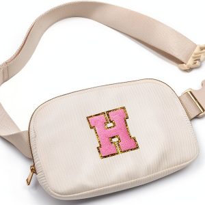 BigaoDirect Girls Corduroy Initial Fanny Pack Waist Bag-0