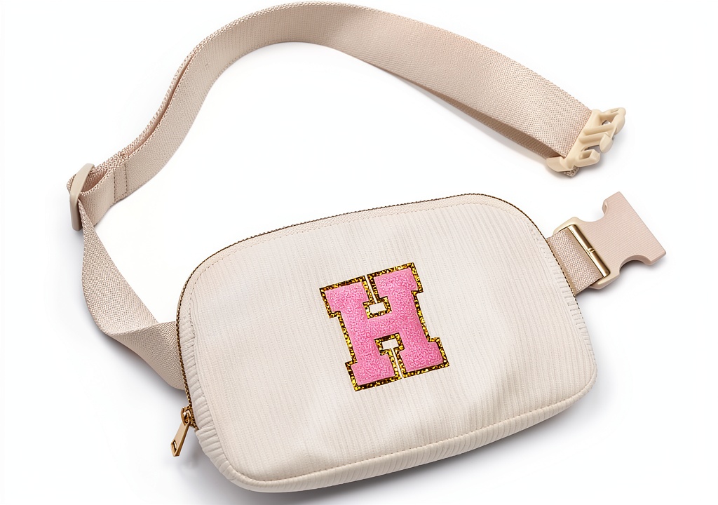 BigaoDirect Girls Corduroy Initial Fanny Pack in Icing Blue color
