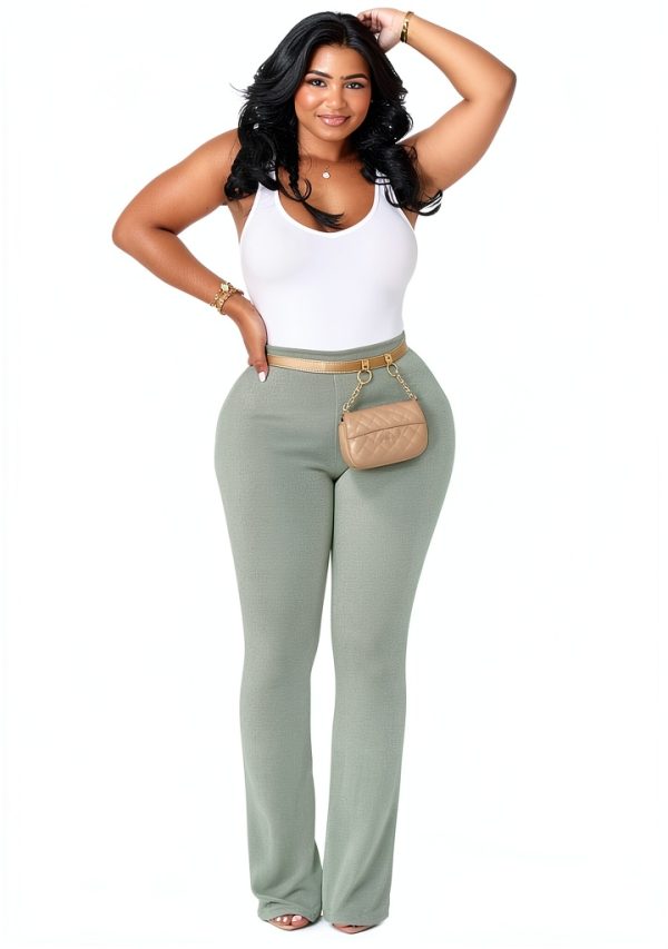 Ribbed Micro Flare Yoga Pants Womens Tummy Control Comfort-3