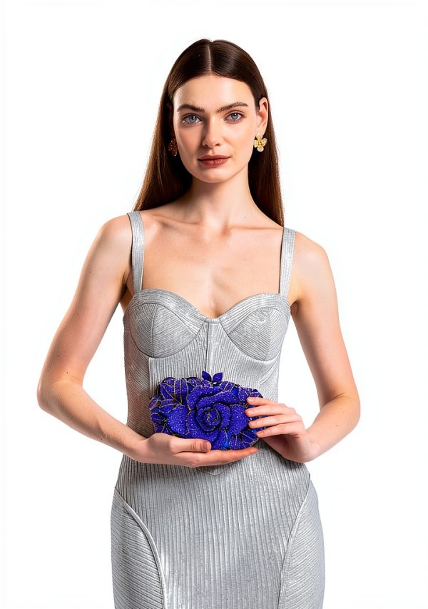 Rose Flower Evening Clutch Women Rhinestone Decorated-1