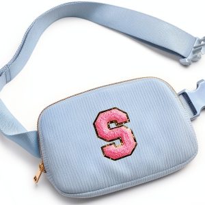 Gitus Initial Patch Waist Pack Corduroy Girls Fanny Bag-0