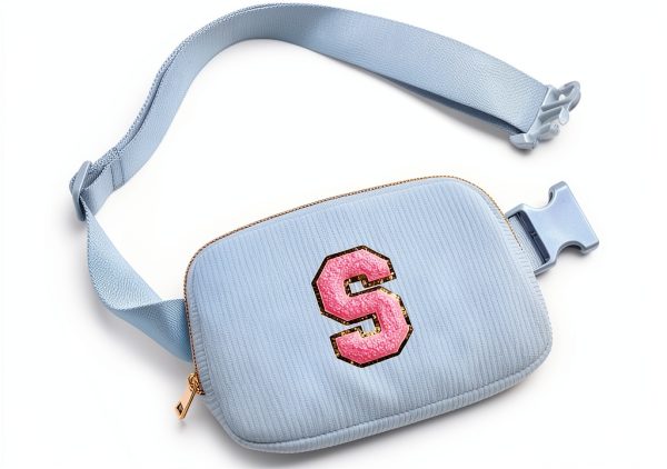 Gitus Initial Patch Waist Pack Corduroy Girls Fanny Bag-0