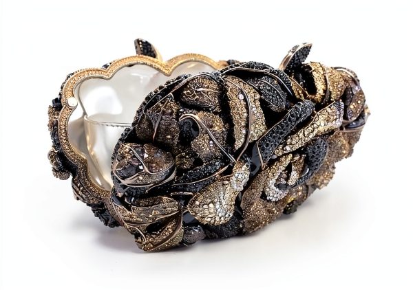 Rose Flower Evening Clutch Women Rhinestone Decorated-5