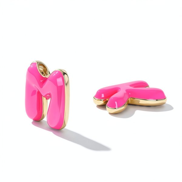 Initial Necklace 14K Gold Plated Enamel Balloon Letter Women-4