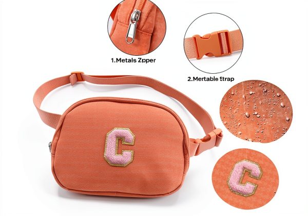 Glratn Girls Fanny Pack Adjustable Strap Chenille Letter-2