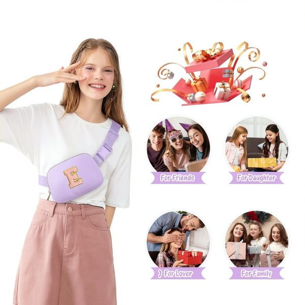 Gitus Initial Patch Waist Pack Corduroy Girls Fanny Bag-6