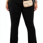 Ribbed Micro Flare Yoga Pants Womens Tummy Control Black-0