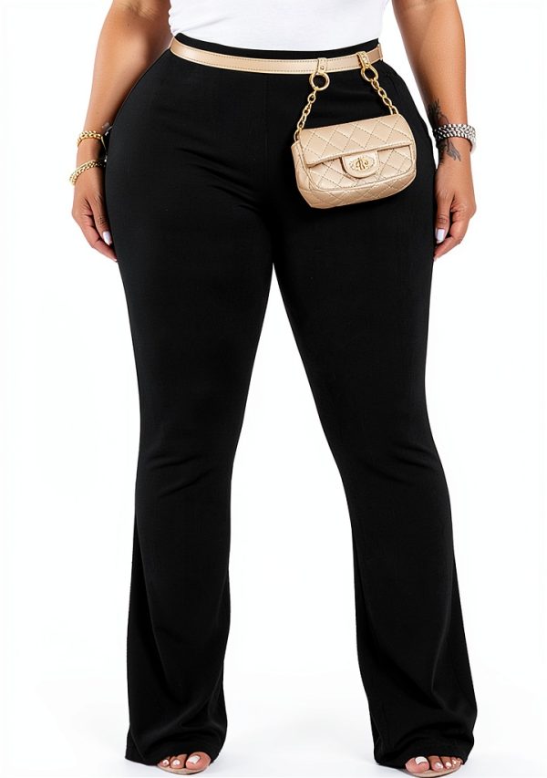 Ribbed Micro Flare Yoga Pants Womens Tummy Control Black-0