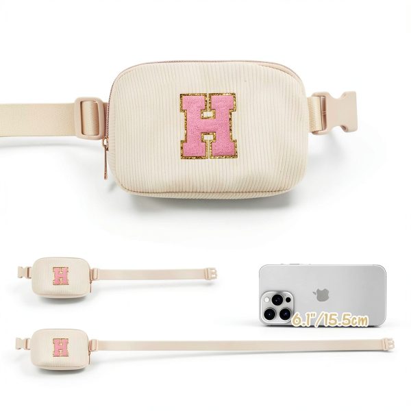 BigaoDirect Girls Corduroy Initial Fanny Pack Waist Bag-2