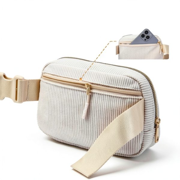 BigaoDirect Girls Corduroy Initial Fanny Pack Waist Bag-5