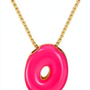 Initial Necklace 14K Gold Plated Enamel Balloon Letter Women-0