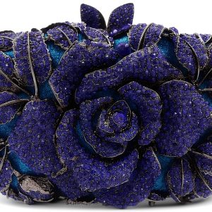 Rose Flower Evening Clutch Women Rhinestone Decorated-0