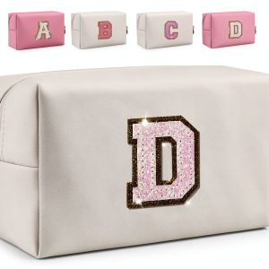 HENGNI Glitter Letter Makeup Bag PU Leather Waterproof-0