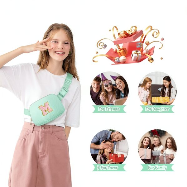 Gitus Initial Patch Waist Pack Corduroy Girls Fanny Bag-6