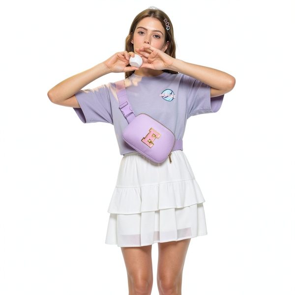 Gitus Initial Patch Waist Pack Corduroy Girls Fanny Bag-1