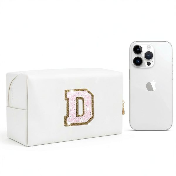 HENGNI Glitter Letter Makeup Bag PU Leather Waterproof-1