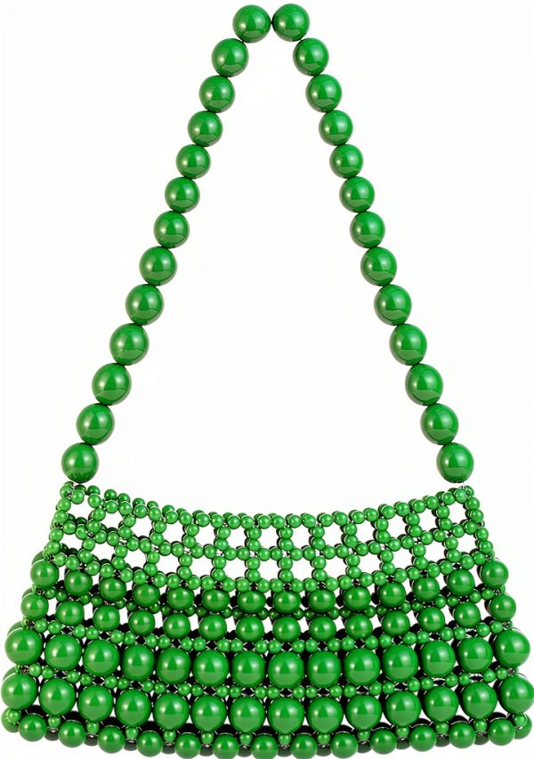 Acrylic Bead Evening Handbag Green Womens Satchel Bag-0