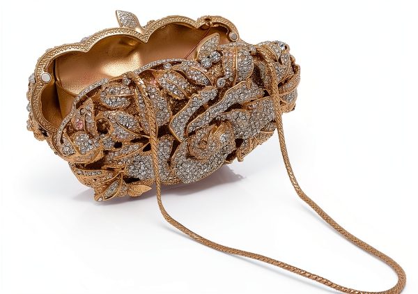 Rose Flower Evening Clutch Women Rhinestone Decorated-5