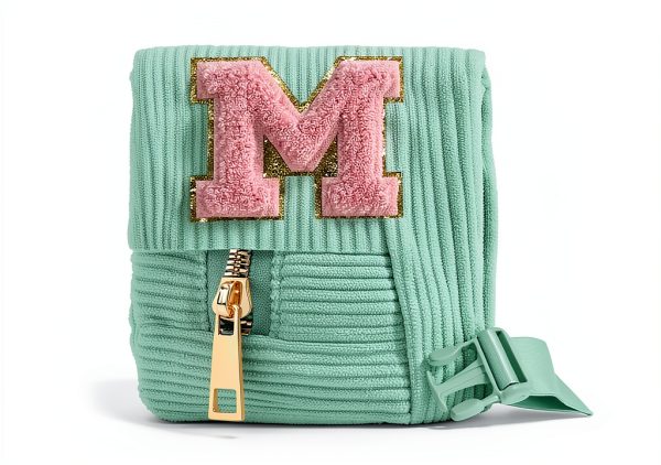 Gitus Initial Patch Waist Pack Corduroy Girls Fanny Bag-3