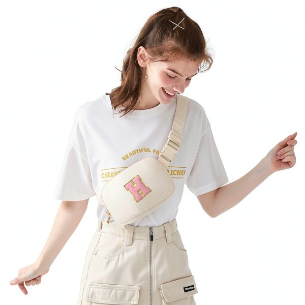 BigaoDirect Girls Corduroy Initial Fanny Pack Waist Bag-1