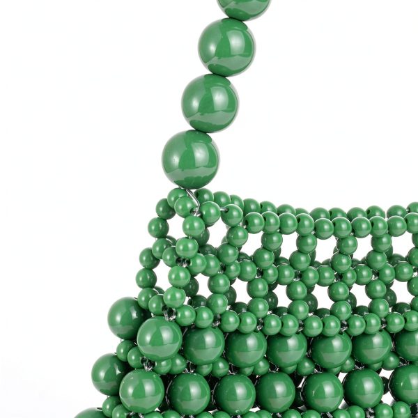 Acrylic Bead Evening Handbag Green Womens Satchel Bag-2