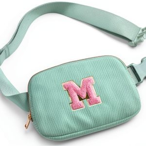 Gitus Initial Patch Waist Pack Corduroy Girls Fanny Bag-0