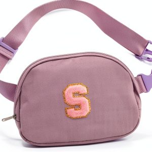 Glratn Girls Fanny Pack Adjustable Strap Chenille Letter-0