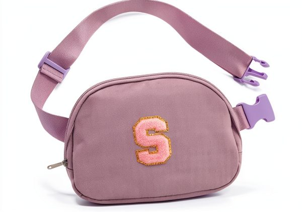 Glratn Girls Fanny Pack Adjustable Strap Chenille Letter-0