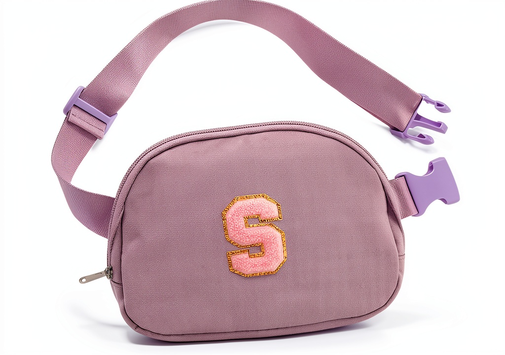 Kids unboxing Glratn Girls Fanny Pack Adjustable Strap Chenille Letter on a kitchen table