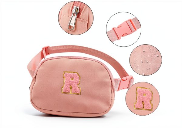 Glratn Girls Waist Pack Adjustable Strap Chenille Letters-2
