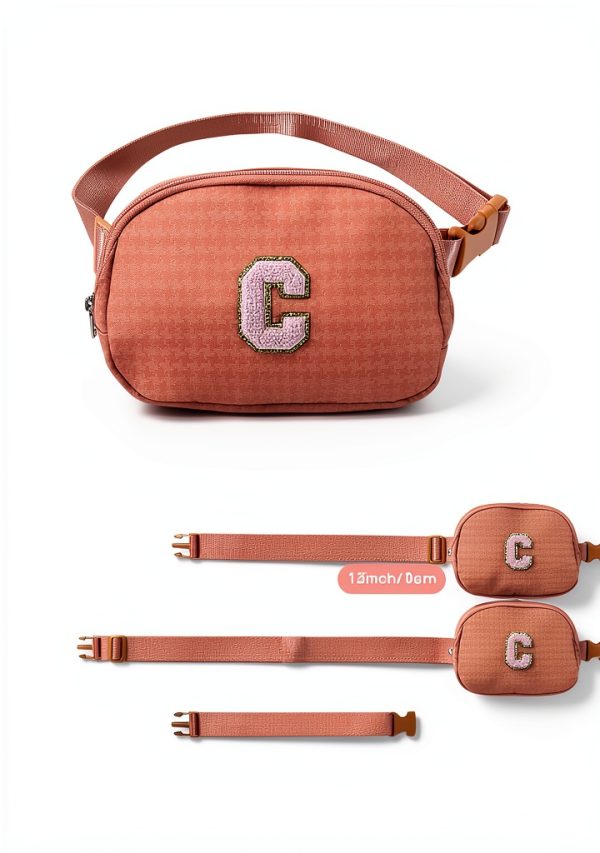 Glratn Girls Fanny Pack Adjustable Strap Chenille Letter-5
