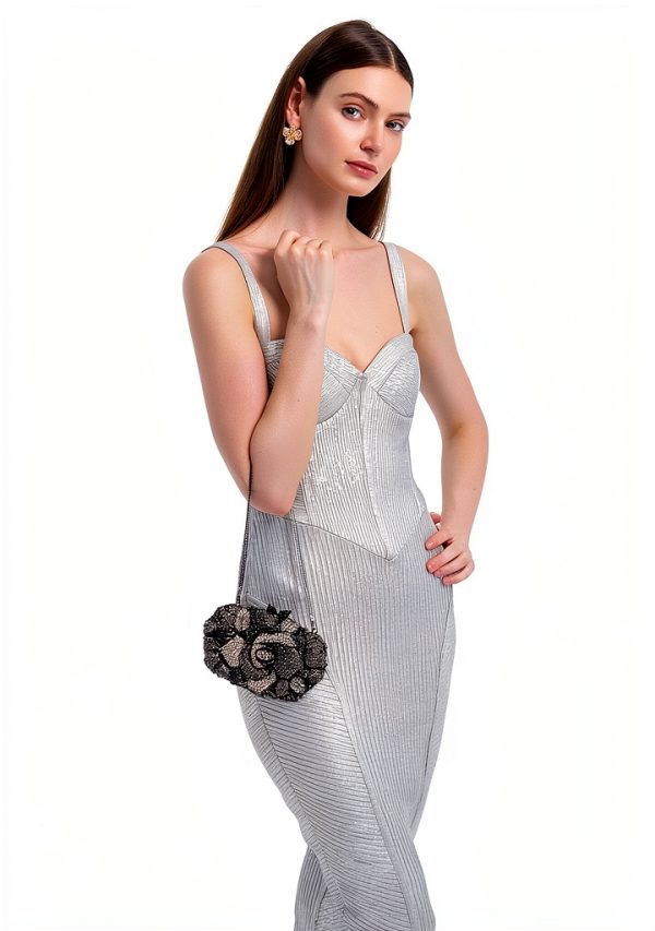 Rose Flower Evening Clutch Women Rhinestone Decorated-1