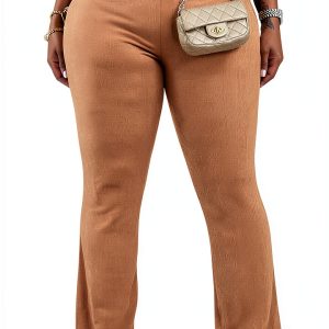 Womens Ribbed Micro Flare Yoga Pants Tummy Control High-0