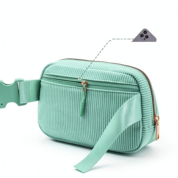 Gitus Initial Patch Waist Pack Corduroy Girls Fanny Bag-5