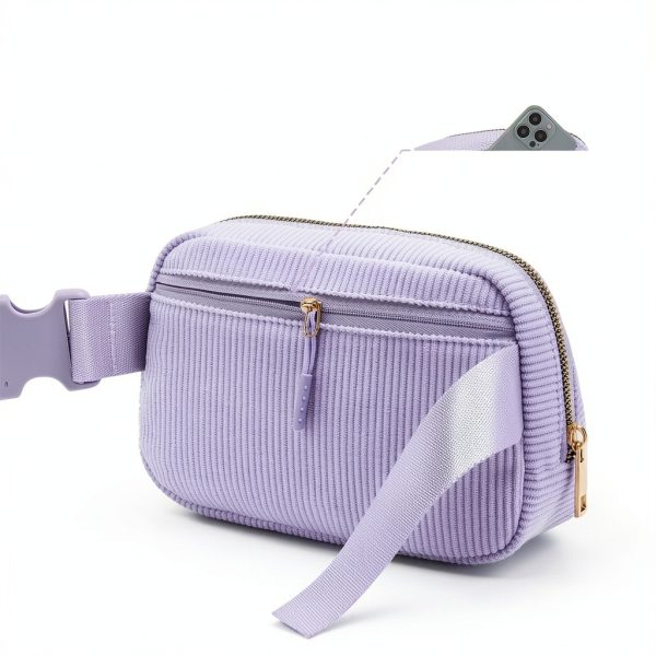 Gitus Initial Patch Waist Pack Corduroy Girls Fanny Bag-5