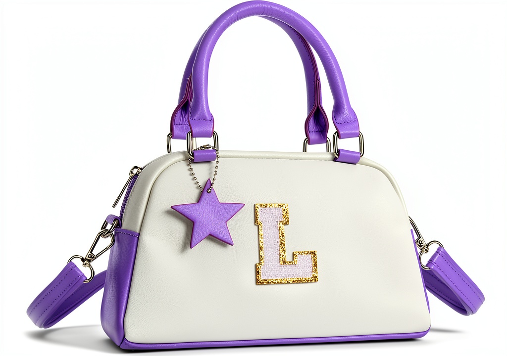 Elilier girls initial purse in Baby Pink color with star decorations