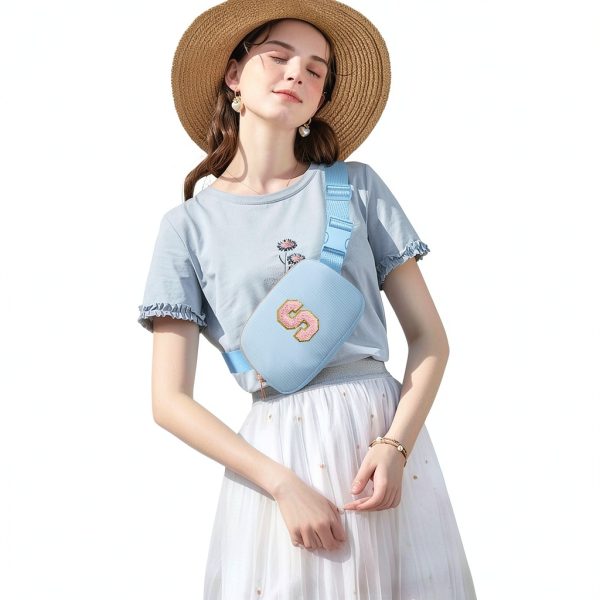 Gitus Initial Patch Waist Pack Corduroy Girls Fanny Bag-1