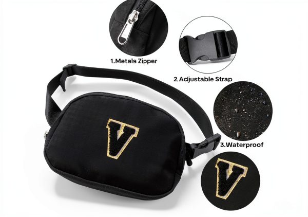 Glratn Girls Fanny Pack Adjustable Strap Chenille Letters-2