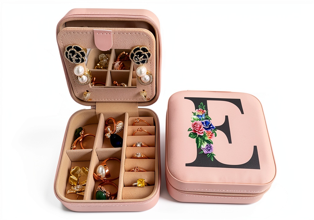 ZITEZHGO Pink Jewelry Box open showing compartments and mirror