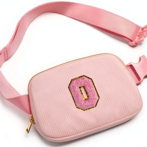 Gitus Initial Patch Waist Pack Girls Corduroy Fanny Bag-0