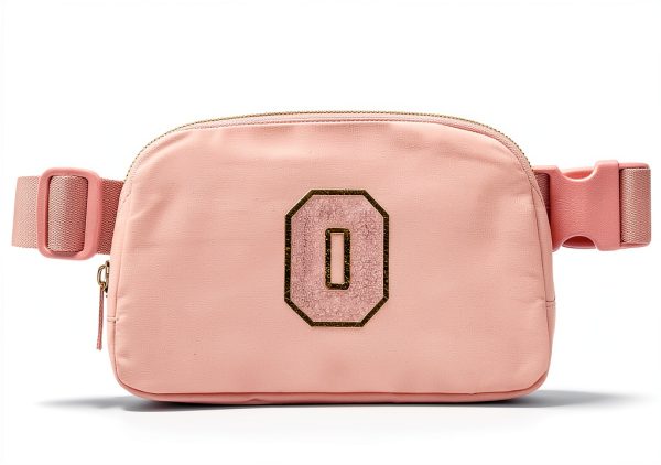 Coral Pink Gitus Initial Patch Waist Bag for Girls-2