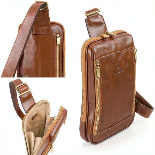 Time Resistance Leather Sling Bag Unisex Travel-4